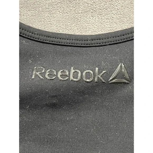 Reebok Sports Bra Women XL Black Ribbed Side Workout Gym Activewear Performance - Picture 5 of 8